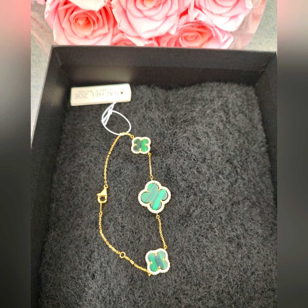 Rachel Zoe Green 💚 Clover Bracelet New - Picture 2 of 4